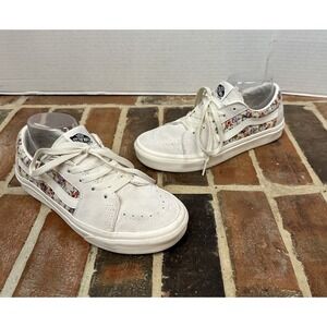 Vans Old Skool Floral Sneakers White Suede Canvas Women's Size 9 EU 40